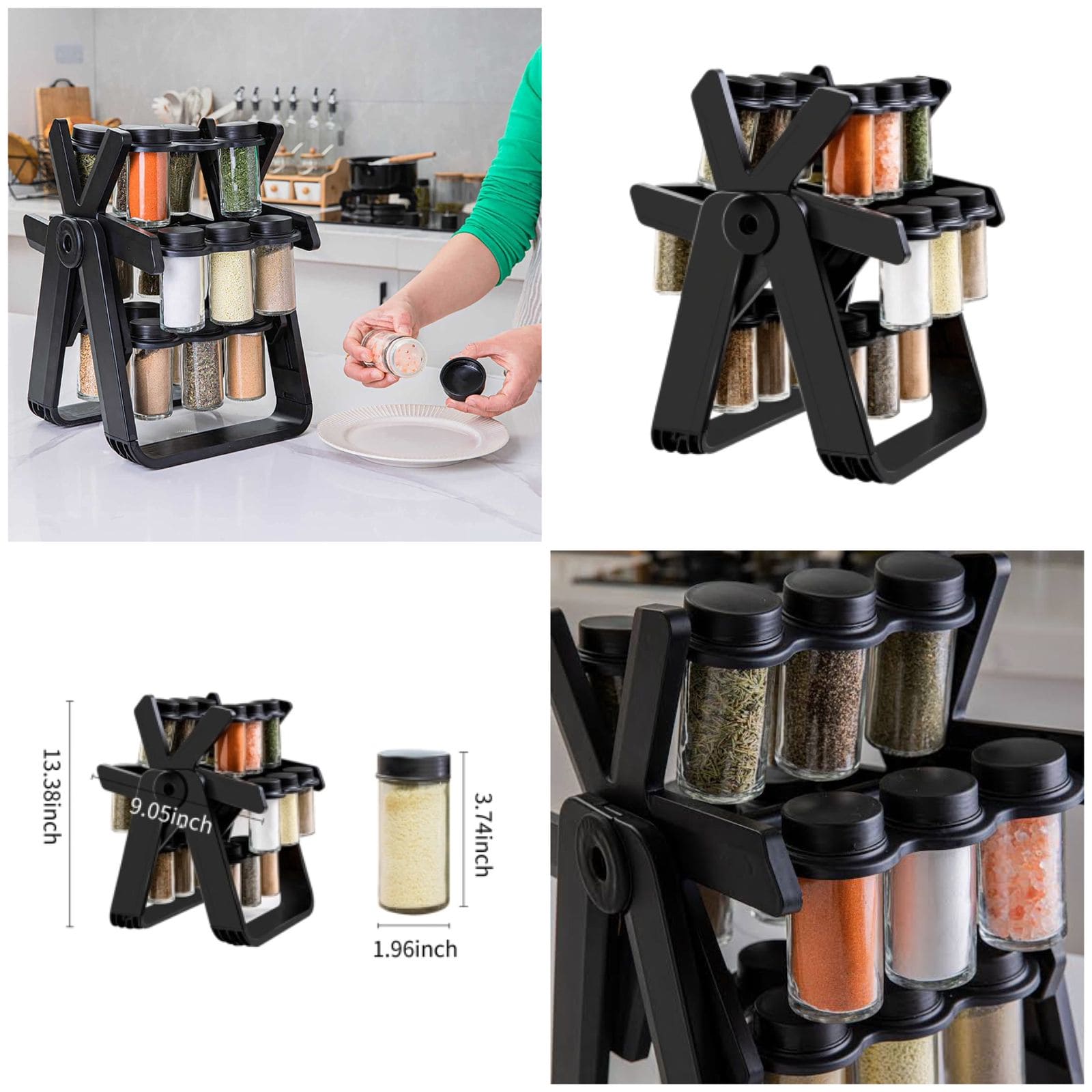 18 Pcs Spice Jar Set. Multifunctional Rotatory Seasoning Rack, Seasoning Bottle Holder, Ferris Wheel Spice Shelves, Rotating Glass Seasoning Rack, Revolving Countertop Spice Organizer, Kitchen 360 Rotating Spice Rack 18 Pcs Spice Jar Set. Multifunctional Rotatory Seasoning Rack, Seasoning Bottle Holder, Ferris Wheel Spice Shelves, Rotating Glass Seasoning Rack, Revolving Countertop Spice Organizer, Kitchen 360 Rotating Spice Rack